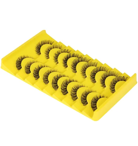 Miniatura 9 de Pestañas postizas naturales rusas en tira, pestañas finas de ojo de gato, pestañas de visón, pestañas falsas 3D, curvatura D, pestañas falsas