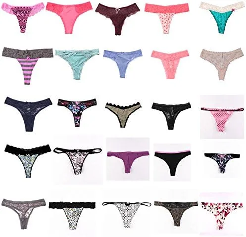 Miniatura 3 de UWOCEKA Tangas sexys para mujer ropa interior sexy con espalda en T paquete de 20 unidades de tanga con cuerdas G