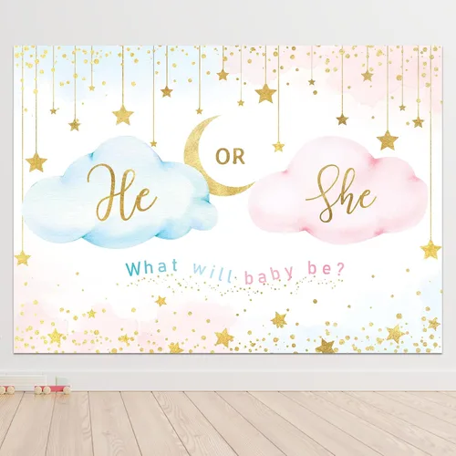 Miniatura 9 de Newsely Telón de fondo azul y rosa para revelación de género, suministros de fiesta, decoraciones de fotografía, fondo de acuarela, oro rosa, 7