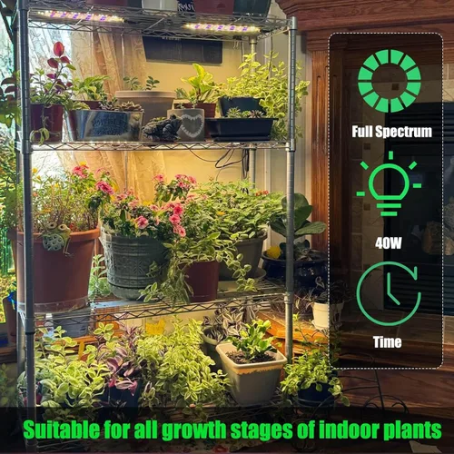 Miniatura 2 de Luces de cultivo para plantas de interior de 40 W, panel ultrafino, lámpara de cultivo de plantas de 11.8 pulgadas, luz blanca cálida y luz roja