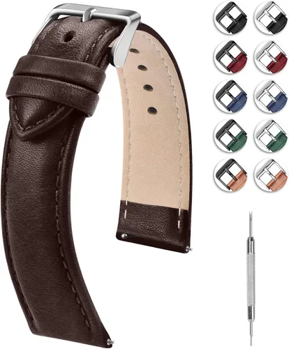 Fullmosa Axus Correa de reloj de liberación rápida, de cuero genuino y 12 colores de 0.55, 0.63, 0.71, 0.75, 0.79, 0.87 o 0.94 pulgadas (elige el