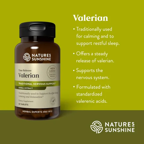 Miniatura 2 de Nature's Sunshine Extracto de raíz de valeriana liberación temporal, 60 cápsulas Suplemento de hierbas promueve la relajación, apoya el sueño