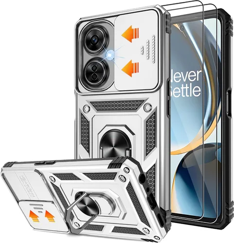 Miniatura 9 de Gritup Funda compatible con OnePlus Nord N30 5G con cubierta deslizante para cámara y protector de pantalla (paquete de 2), soporte de anillo Negro