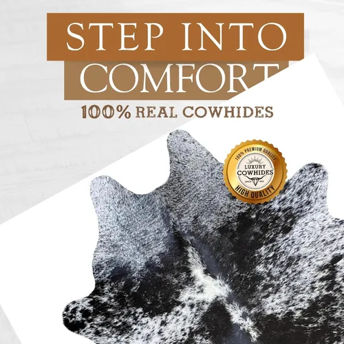 Miniatura 3 de Sunshine Cowhides Alfombra de piel de vaca de cuerno largo 100 % genuino, color blanco y negro, estilo moderno, alfombra de piel animal y alfombra