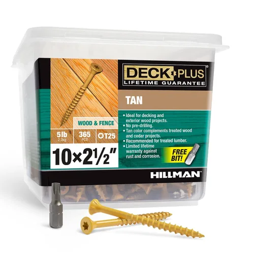 Miniatura 73 de Deck Plus Tornillos para Madera Exterior y Cercas con Revestimiento Epoxi de 2-1/2 Pulgadas #10 x 2-1/2" Torx/Star Drive Incluido Rosca Gruesa, Verde