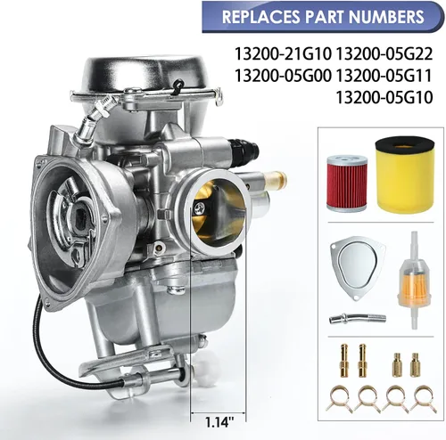 Miniatura 2 de Carburador compatible con Suzuki LT-F250 Ozark 250 2002-2009 2012-2014, LT-Z250 QuadSport Z 2004-2009, 13200-21G10 13200-05G22 Carb