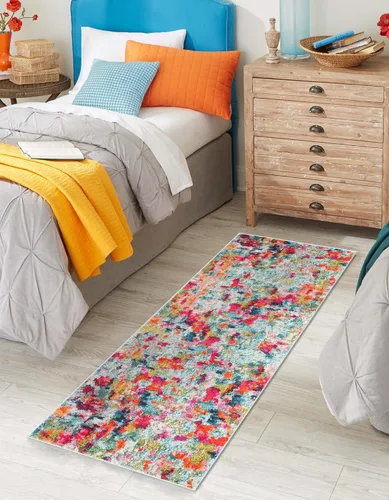 Miniatura 10 de Unique Loom Chromatic Collection Alfombra de Área - Champagne (2' 2" x 6' Runner, Azul Claro/Azul)