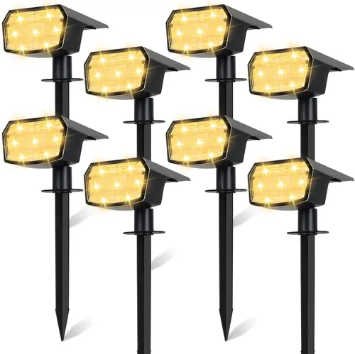 Miniatura 11 de Sucolite Paquete de 8 Luces Solares Tipo Foco para Exteriores Impermeables IP65, 3 Modos de Iluminación Focos Solares para Paisajismo 2-en-1