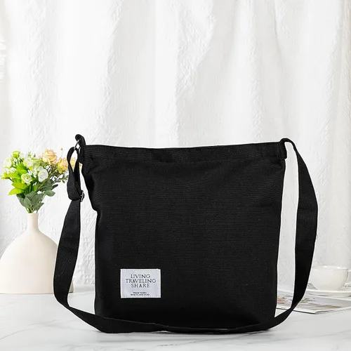 Miniatura 4 de Covelin - Bolsa de hombro informal de lona para mujer, estilo bohemio y retro, bolsa de mano, bolso cruzado, tamaño grande