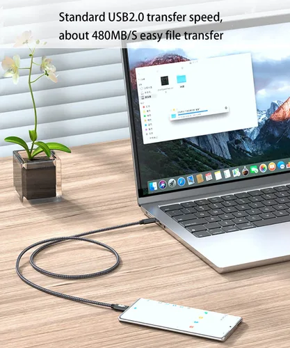 Miniatura 5 de Cable de carga súper rápida USB C a USB C de 20 pies y 240 W, cable de carga trenzado de nailon tipo C a tipo C compatible con iPhone 15, iPad Air