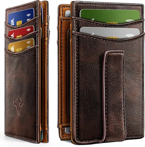 Miniatura 9 de BULLIANT Billetera Airtag para hombre, delgada con clip para dinero, cierre magnético, 12 tarjetas en el bolsillo frontal, bloqueo RFID