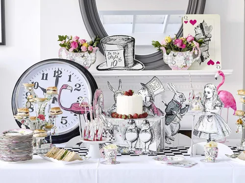 Miniatura 7 de Paquete de 8 accesorios de Alicia en el país de las maravillas - Decoraciones de gran tamaño, suministros para fiesta del Sombrerero loco, té