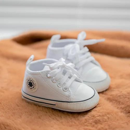Miniatura 4 de KIDSUN - Zapatos deportivos unisex de caña alta para bebés mezclilla de lona suela antideslizante suaves para los primeros pasos