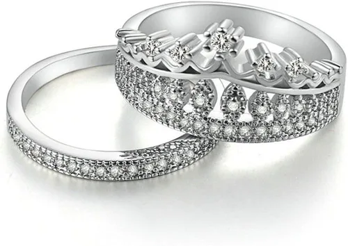 Miniatura 2 de XAHH - Anillo de boda de oro blanco de 18 quilates para mujer