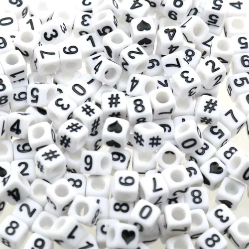 Gresorth 800 cuentas acrílicas de cubo blanco para manualidades, pulseras, collares, llaveros de 0.236 x 0.236 pulgadas