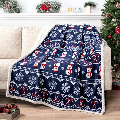 PAVILIA Manta Sherpa Premium de Navidad | Regalo de Decoración de Navidad, Forro Polar, Felpa, Cálida, Acogedora Manta Reversible de Microfibra para