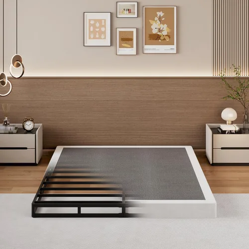 Miniatura 10 de SHLAND Base para somier Queen de 2 pulgadas de perfil bajo, láminas de cama de montaje fácil, estructura metálica resistente, base de apoyo para 2