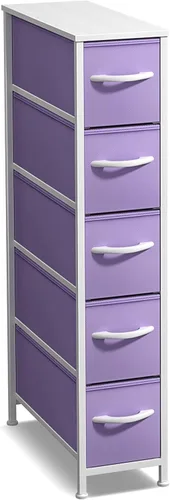 Miniatura 18 de Sorbus Cómoda Estrecha para Niños con 4 Cajones - Cajonera de Almacenamiento Vertical Delgada con Marco de Acero, Superficie de Madera y Tinte pastel