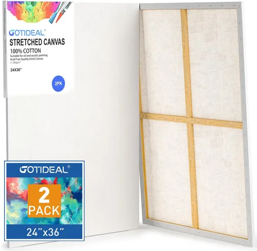 Miniatura 8 de GOTIDEAL Lienzo estirado, 11 x 14 pulgadas, juego de 7 unidades, blanco imprimado, 100% algodón, para pintar, verter acrílico, pintura al óleo
