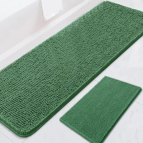 Miniatura 11 de Juegos de alfombras de baño de 2 piezas, alfombra de baño de felpilla extra suave ultra absorbente, alfombra de baño con base antideslizante de PVC