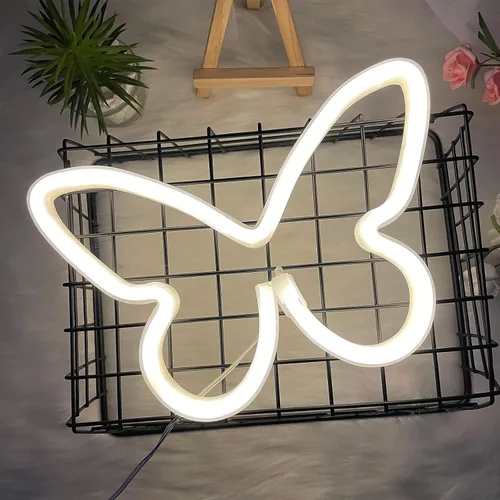 Miniatura 4 de ENUOLI - Luces decorativas LED de neón en forma de mariposa, letrero de neón con forma de mariposa, decoración de luz de neón, funciona
