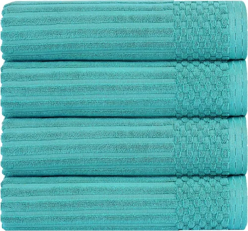Miniatura 64 de Superior Juego de 6 toallas de algodón sólido y acanalado, toallas de cara de 13 x 13 pulgadas, toallas de mano de 16 x 28 pulgadas, toallas de baño