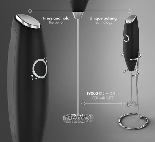 Miniatura 5 de Unicoff - Espumador de leche de mano para café, espumador de café de acero inoxidable, mezclador eléctrico de bebidas y batidor de matcha de mano