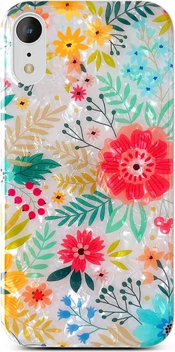 Miniatura 17 de Qokey Funda compatible con iPhone XR, bonito diseño de flores de jardín para niñas y mujeres, patrón mate, suave, ligera, delgada, TPU a prueba