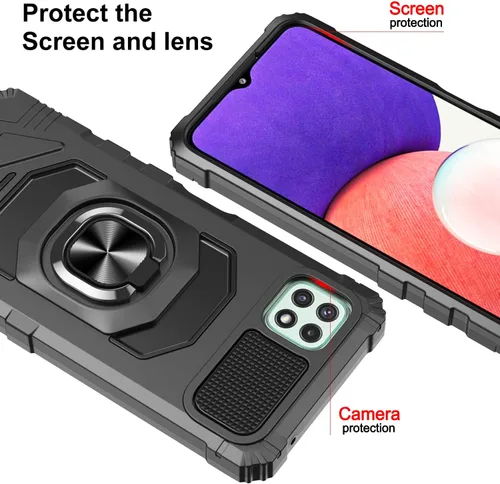 Miniatura 4 de Funda compatible con Boost Mobile Celero 5G Plus 2023 con protector de pantalla de vidrio [grado militar] anillo de montaje en automóvil con soporte