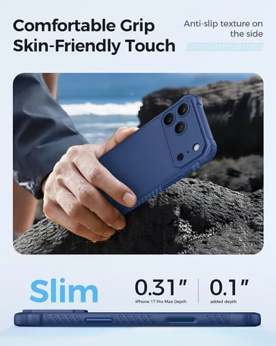 Miniatura 8 de ASAFCASE Funda magnética para iPhone 17 Pro Max con soporte, compatible con MagSafe, protección completa de la lente, caída de grado militar, Azul