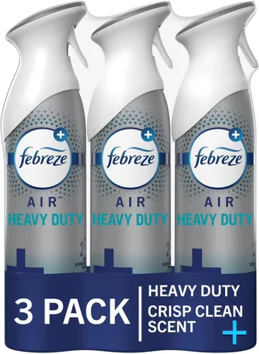 Spray ambientador Febreze, aroma limpio y resistente, eliminador de olores para olores fuertes, 8.8 onzas (paquete de 3)