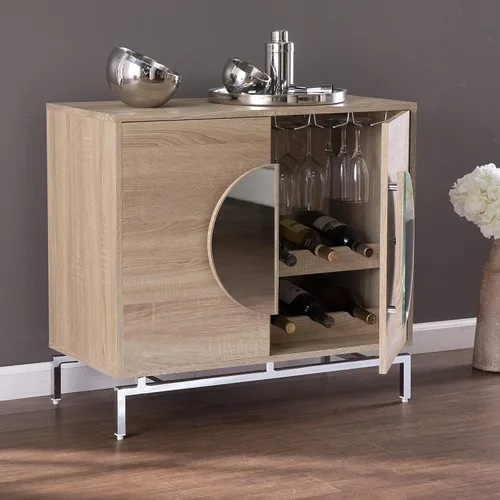 Miniatura 5 de SEI Furniture - Armario de bar Northdom con almacenamiento de vino - Diseño de transición, hierro natural y madera - Ideal para sala de estar, bar