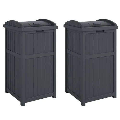 Miniatura 22 de Suncast Paquete de 4 contenedores de basura para exteriores con tapa con pestillo, capacidad de 33 galones Ciberespacio