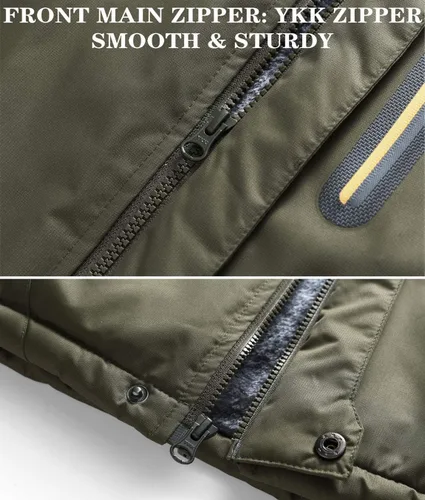 Miniatura 5 de HOW'ON - Chaqueta de invierno con capucha y forro polar, resistente al viento, impermeable, abrigo para montaña