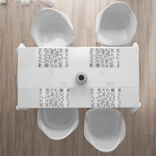 Miniatura 6 de Rectangular Placemats Set of 4, Heat Resistant Flower Doodles Printed Kitchen Dining Table Mats