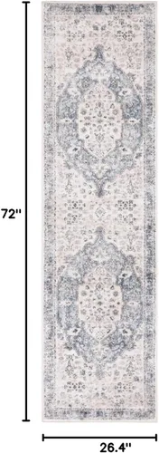 Miniatura 2 de SAFAVIEH Oregon Collection - Alfombra de pasillo, 2 pies 2 pulgadas x 6 pies, beige y gris, diseño oriental envejecido, no desprende pelusa
