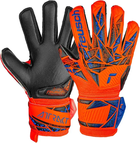 Reusch Attrakt Silver Junior - Guantes de portero, color naranja hiper/azul eléctrico/negro, talla 7