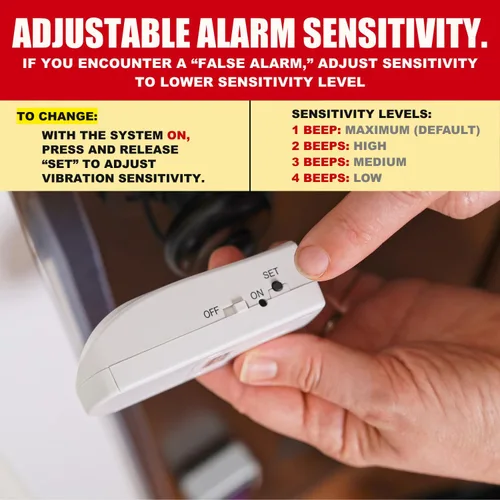 Miniatura 4 de Securityman Alarma de manija de puerta con vibración de 130 dB activada por alarma de puerta portátil cuando se abre, perfecta para niños, niños