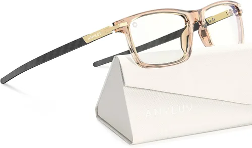 Miniatura 11 de ANYLUV Blue Light Glasses for Men,Rectangle Business Style Glasses, Carbon Fiber Straight Legs Glasses for Eye Protection
