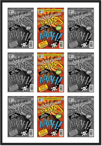 Miniatura 27 de Marco de cómic negro con alfombrilla negra para cómics de la Edad Dorada