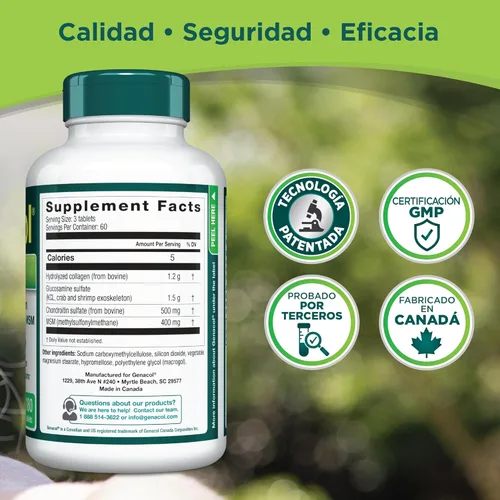Miniatura 12 de Genacol Optimum – Glucosamina, condroitina, MSM y suplemento para articulaciones de colágeno ultrahidrolizado, fórmula completa para articulaciones