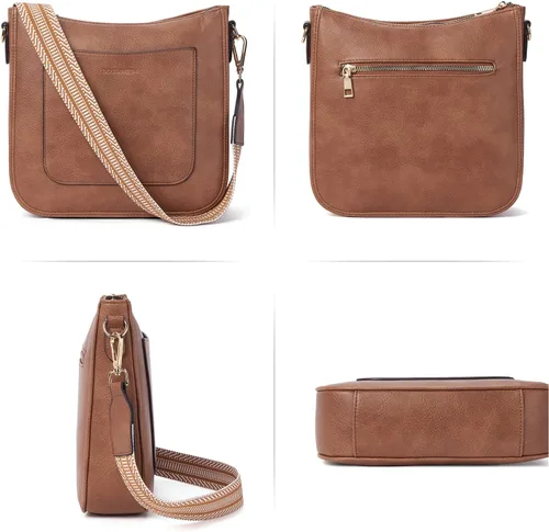 Miniatura 7 de BOSTANTEN Bolsas cruzadas de hombro para mujer, de piel vegana, a la moda, con correa de guitarra ajustable