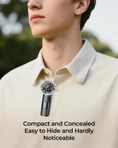 Miniatura 5 de BAILIXIN Micrófono 3 en 1 para iPhone, Android, cámara, micrófonos inalámbricos, mini micrófono, micrófono de solapa con reducción de ruido, sonido