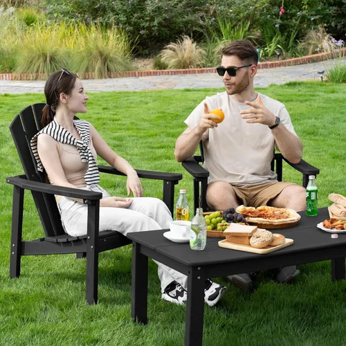 Miniatura 2 de nevilewood Sillas Adirondack Compactas Apilables, 26.3" de Ancho Sillas de Patio de Exterior de HDPE - Diseño Duradero que Ahorra Espacio para Negro