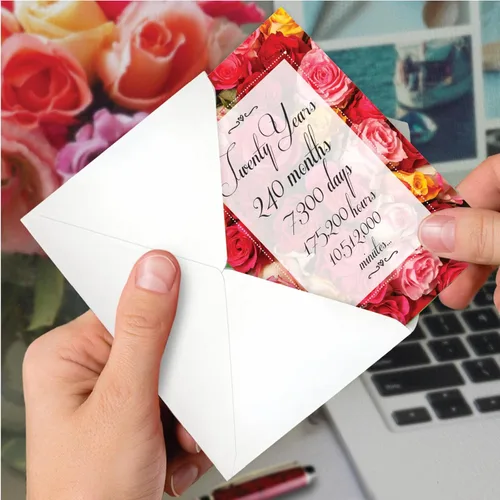 Miniatura 6 de NobleWorks Tarjeta de notas de aniversario del 20º hito con sobre, 20 años de amor, tarjeta de matrimonio para esposa, marido, parejas, conteo