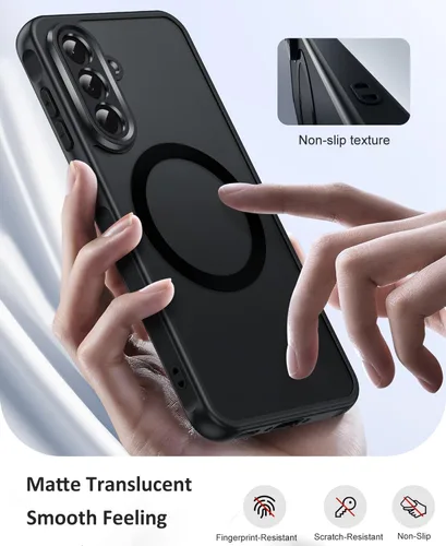 Miniatura 5 de HikerClub Funda magnética para Galaxy A16 (2024), compatible con cargador inalámbrico, ajuste delgado, Amti-Scratch, translúcido, mate, cubierta