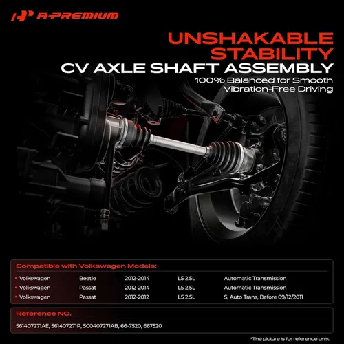 Miniatura 2 de A-Premium Conjunto de eje de eje CV compatible con Volkswagen Beetle 2012-2014, Passat 2012-2014, L5 2.5L transmisión automática, lado delantero