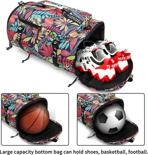 Miniatura 4 de gimnasio bolsa de lona mochila bolsa de lucha libre con compartimento para zapatos 4 tipos de método trasero impermeable deportes caminando portátil