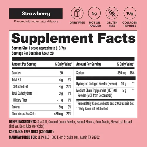 Miniatura 10 de Perfect Keto - Polvo de péptidos de colágeno con proteína y aceite MCT, colágeno hidrolizado, suplemento de tipo I y III, sin gluten alimentado