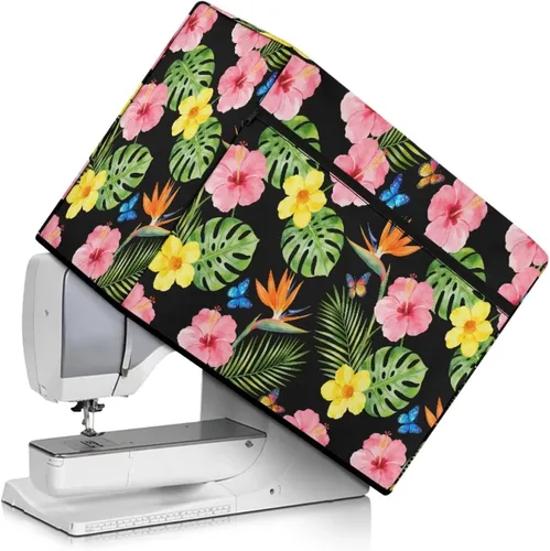 Miniatura 13 de Funda para máquina de coser con estampado floral, estilo bohemio, resistente a las manchas, ligera, impermeable, cubierta antipolvo con bolsillos